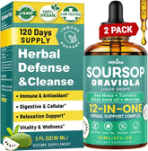 HIIHONE (2 Pack) 12-in-1 Soursop Bitters Liquid Drops with Sea Moss, Black Seed Oil, Moringa for Cell Support & Regeneration, Immunity, Liver, Gut & Antioxidant