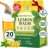 Hiihone Lemon Balm Tea Bags 20 Count – Pure & Natural Lemon Balm Tea, Caffeine-Free Herbal Tea, Calming & Soothing, Non-GMO, Fresh Citrusy Flavor