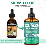 HIIHONE (2 Pack) 12-in-1 Soursop Bitters Liquid Drops with Sea Moss, Black Seed Oil, Moringa for Cell Support & Regeneration, Immunity, Liver, Gut & Antioxidant