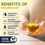 Hiihone Mullein Leaf Tea Bags for Lung Support, 20 Tea Bags, 100% Natural Herbal Tea from Mullein Leaves, Caffeine Free, No Sugar, No Additives