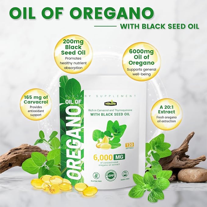 Oregano Oil & Black Seed Oil Capsules 6000mg | High In - Foto 10