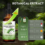 8 in 1 Graviola Soursop Leaf Extract Liquid - Soursop Bitters Liquid with Sea Moss, Ashwagandha and Tumeric, for Immune & Liver, Zzz & Antioxidant & Cell Support