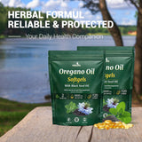 Oil of Oregano Softgels - Oil of Oregano with Black Seed Oil, Formulated with Carvacrol 165mg & Thymoquinone, 240 Softgels (2 Packs) - 120 Days Supply