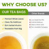 Hiihone Mullein Leaf Tea Bags for Lung Support, 20 Tea Bags, 100% Natural Herbal Tea from Mullein Leaves, Caffeine Free, No Sugar, No Additives