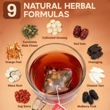 Ginseng Five Treasures Kidney Tea, Traditional Chinese Herbal TeaBags, Natural Kidney Cleanse Detox Tea for Women & Men, 9 Precious Ingredients Formula